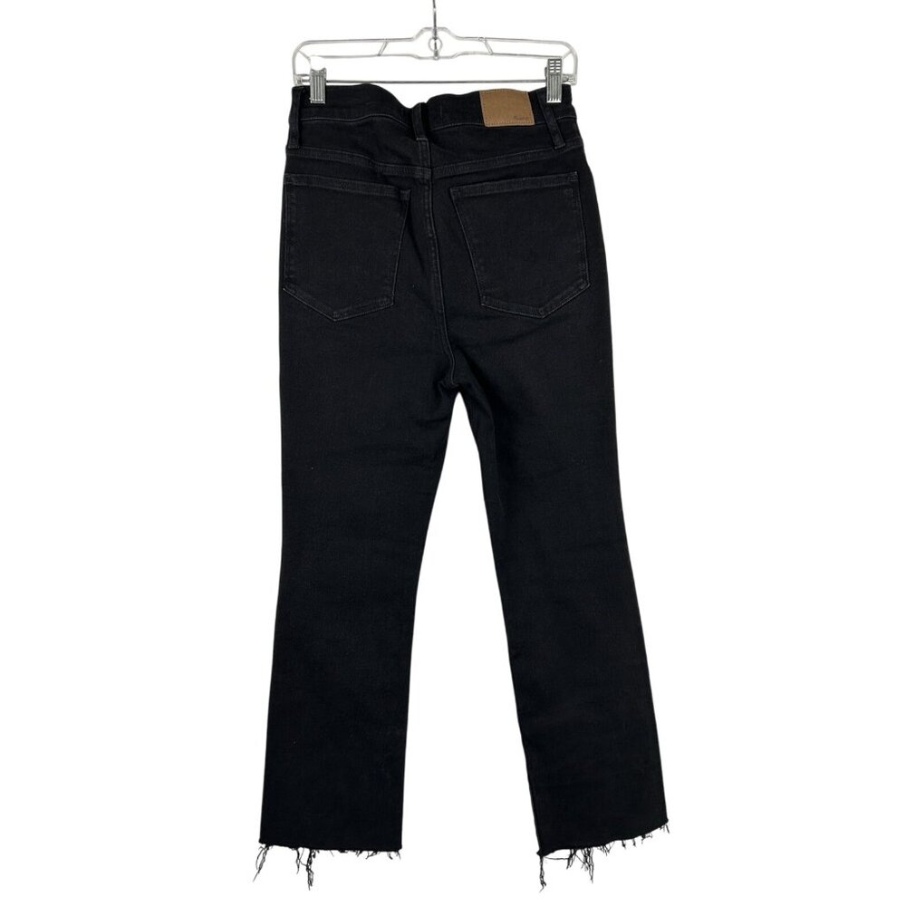 Madewell Womens Sz 28 Black Wash Cali Demi-Boot Jeans Raw Hem Stretch Denim Zip - Picture 8 of 16